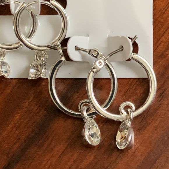 NWT Nine West silver tone 3 pair set of earrings - Picture 3 of 4